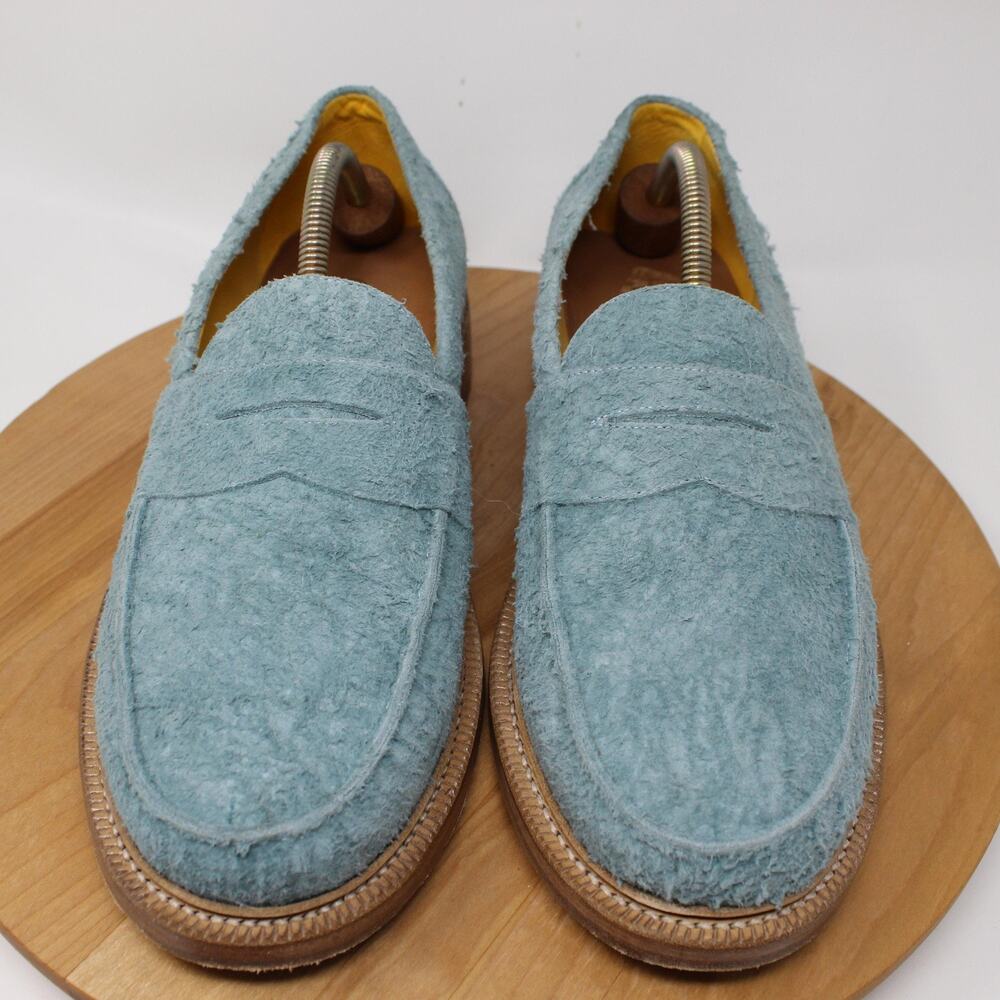 Blackstock & Weber Shoes Mens 11 Ellis Penny Loafers Blue Suede Goodyear Welted - Picture 2 of 11